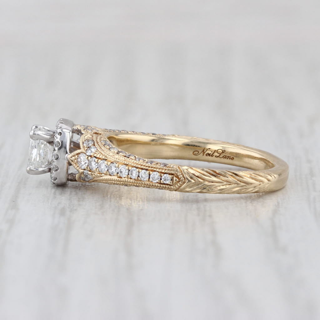 Neil Lane 0.84ctw Princess Diamond Halo Engagement Ring 14k Yellow Gold Sz 6.75