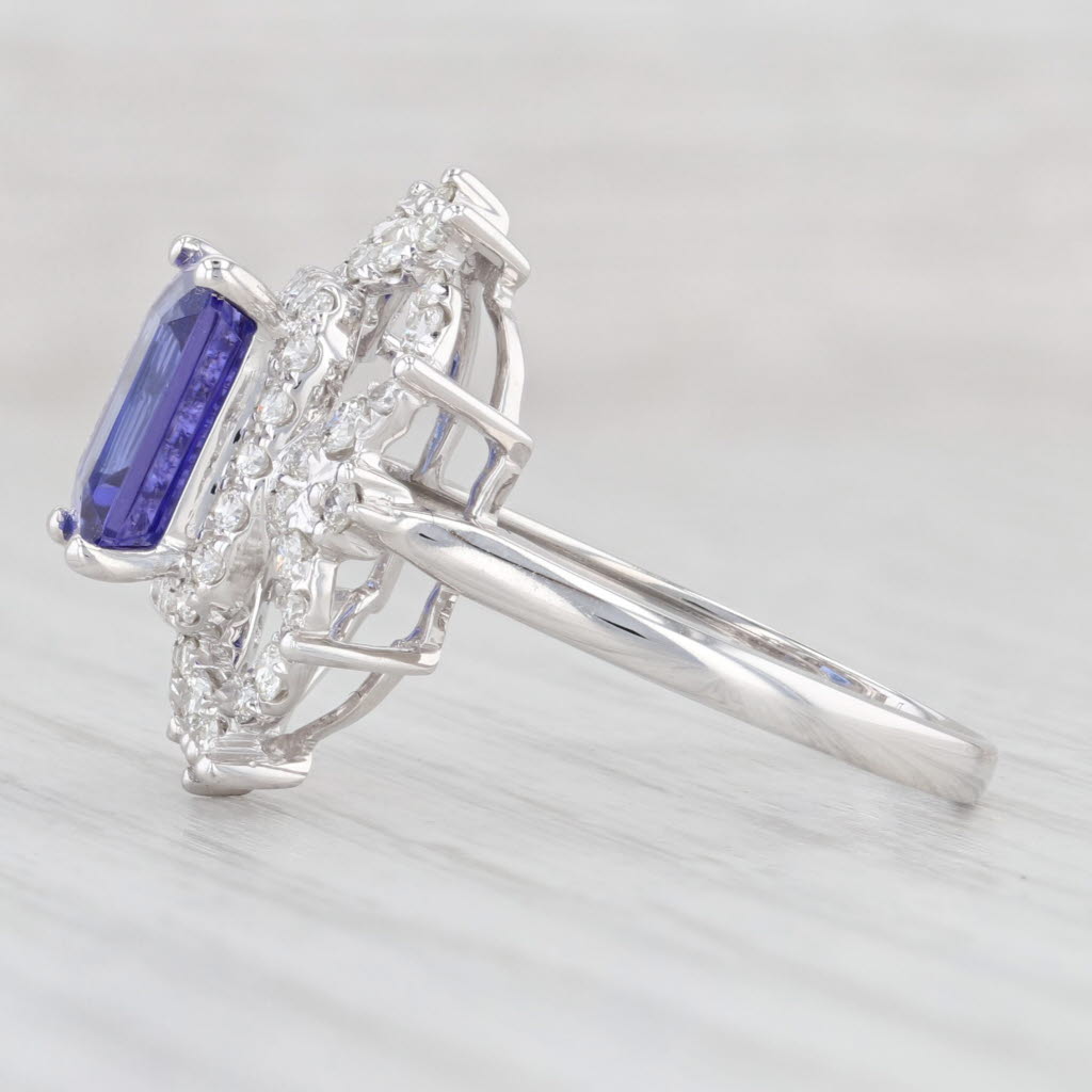 Light Gray New 2.91ctw Tanzanite Diamond Halo Ring 14k White Gold Size 7