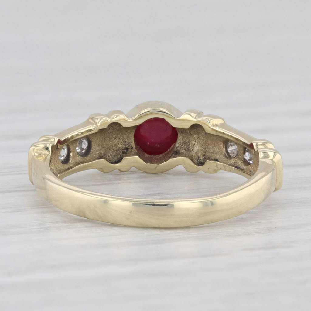 Light Gray Ruby Cabochon Diamond Ring 14k Yellow Gold Size 6.5