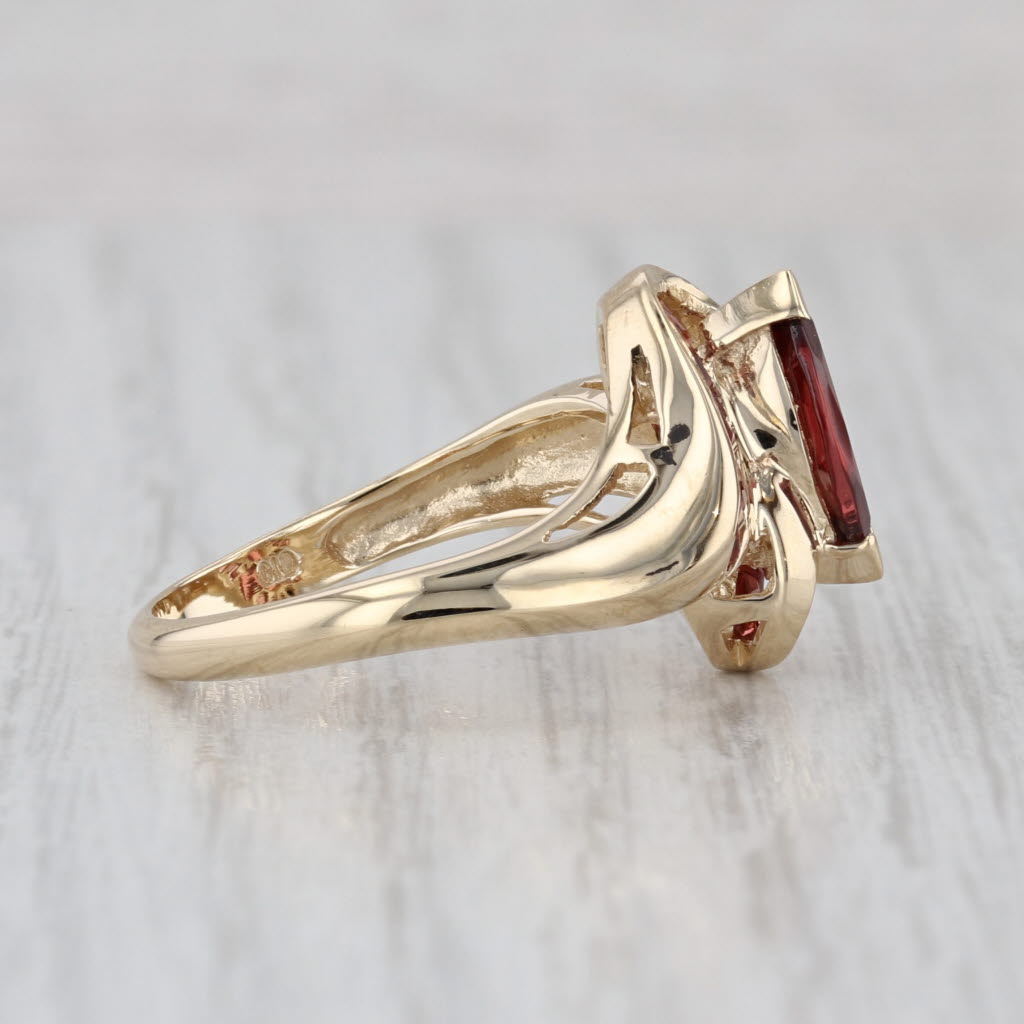 1.44ctw Marquise Garnet Bypass Ring 10k Yellow Gold Size 8