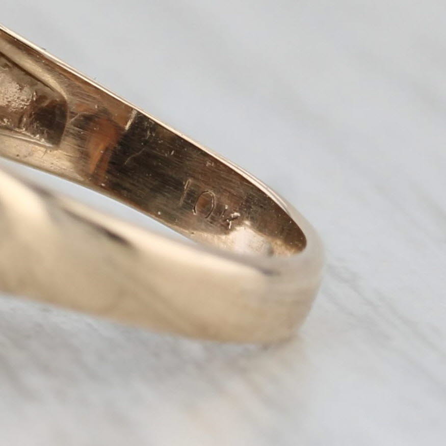 Gray Vintage Letter Initial G Signet Ring 10k Yellow Gold Size 10.25 Diamond Accents