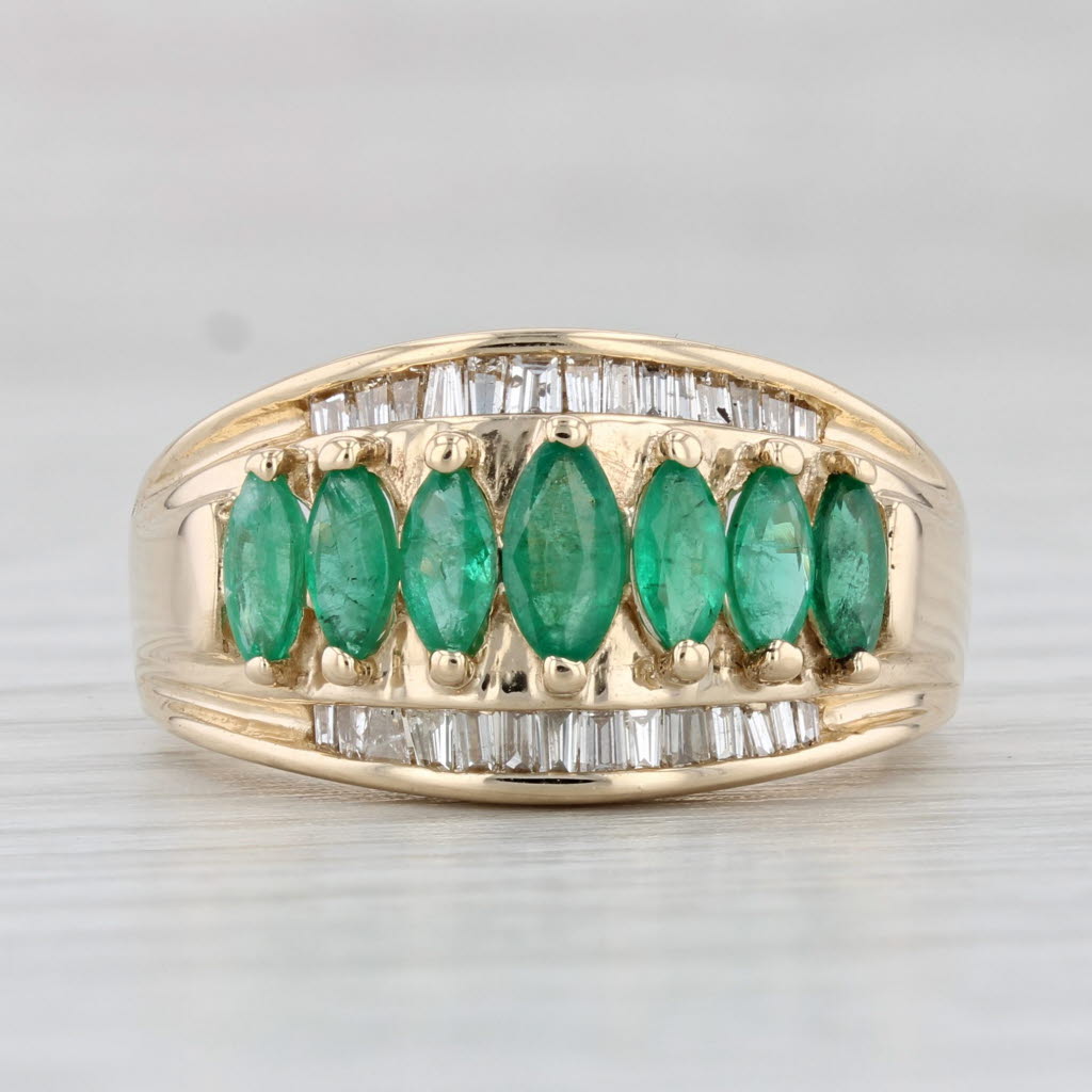 Light Gray 1.57ctw Emerald Diamond Ring 14k Yellow Gold Size 7.25 Cocktail