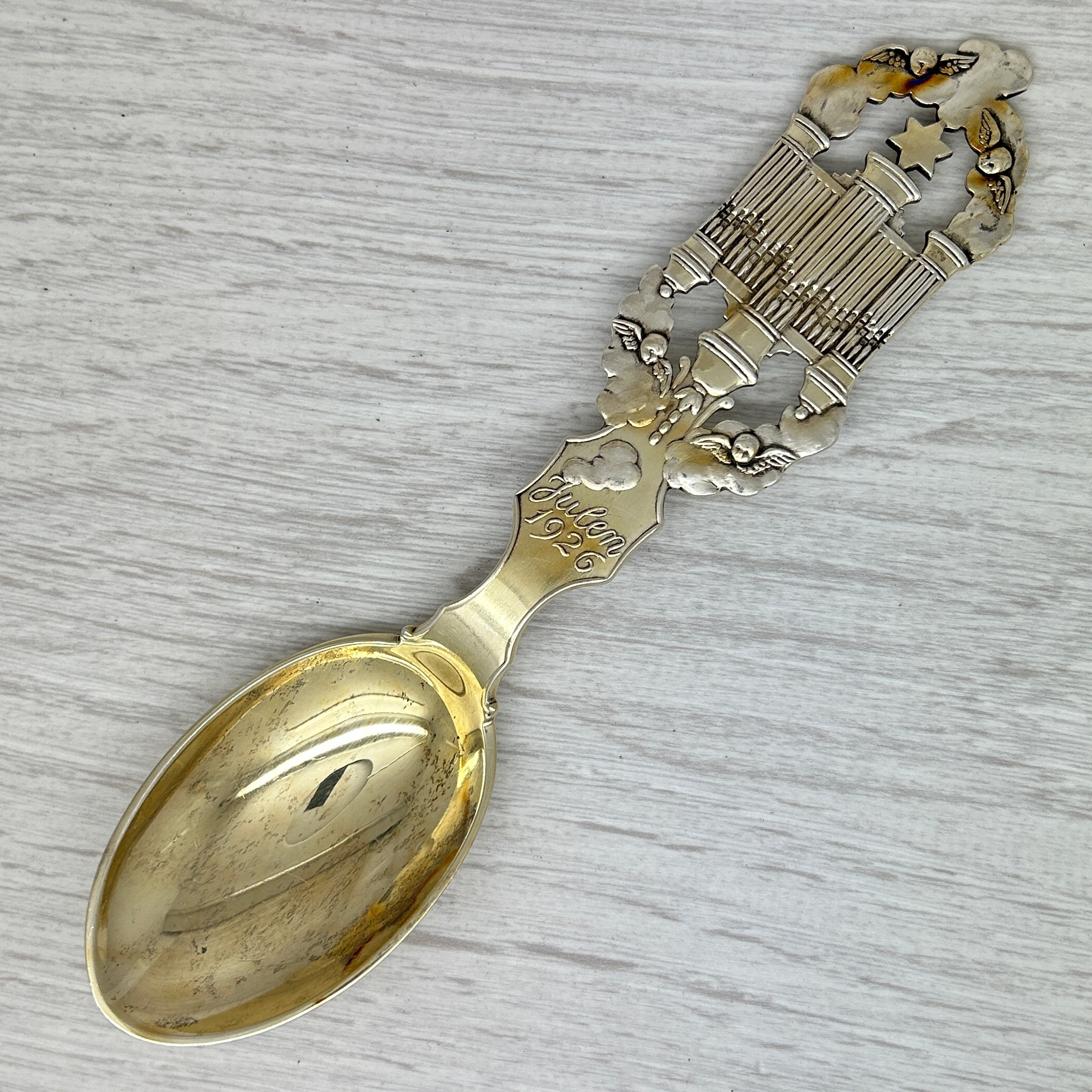 Gray Vintage 1926 Anton Michelsen Sterling Silver Christmas Spoon Denmark