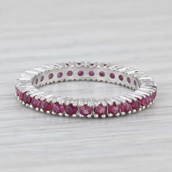 0.94ctw Ruby Eternity Band Stackable Wedding 14k White Gold Size 6.5