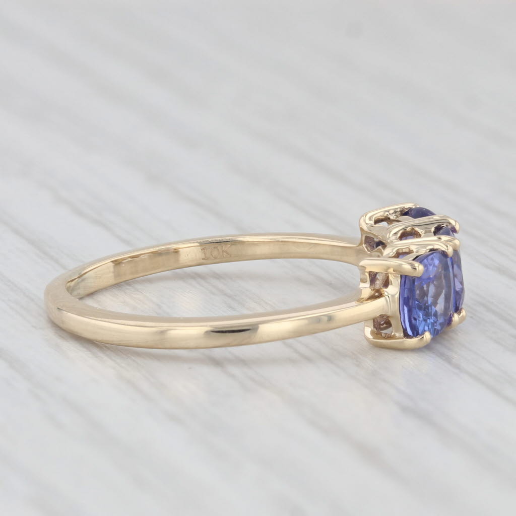 Light Gray 1.50ctw Tanzanite 3-Stone Ring 10k Yellow Gold Size 8