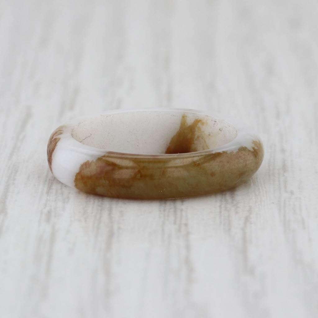 Marbled Green Brown Jadeite Jade Band Ring Size 7.75 5mm