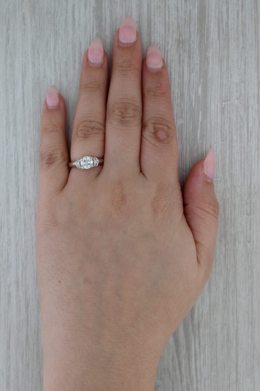 1.10ctw Diamond Engagement Ring 14k White Gold Size 6 Artiste