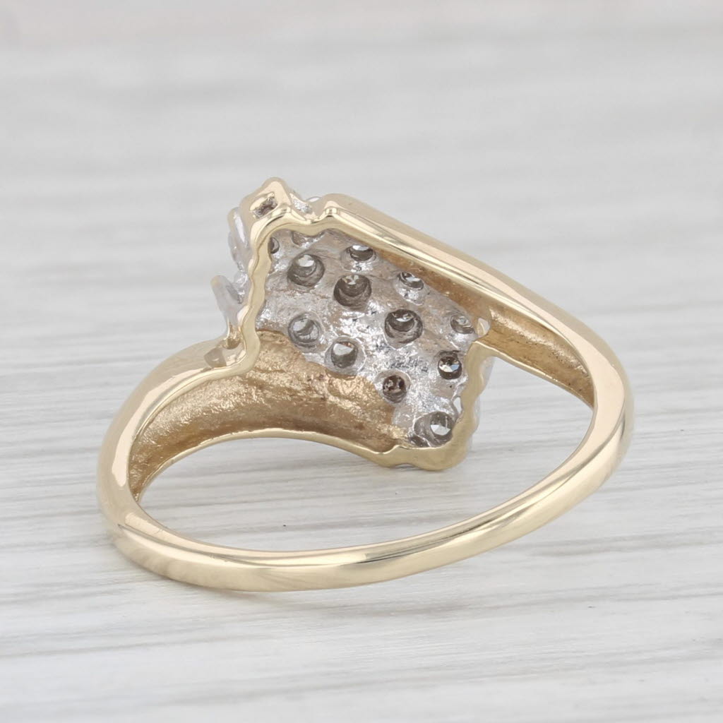 Light Gray Diamond Cluster Bypass Ring 10k Yellow Gold Size 5