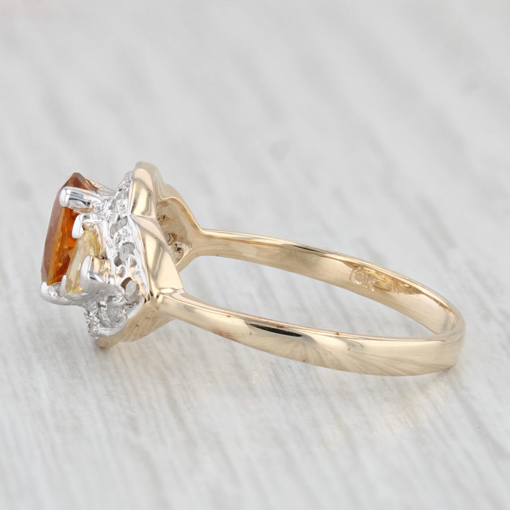 Light Gray 0.59ctw Oval Citrine Diamond Ring 10k Yellow Gold Size 7