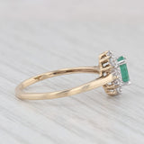 0.50ct Oval Emerald Diamond Halo Ring 10k Yellow Gold Size 7 Engagement