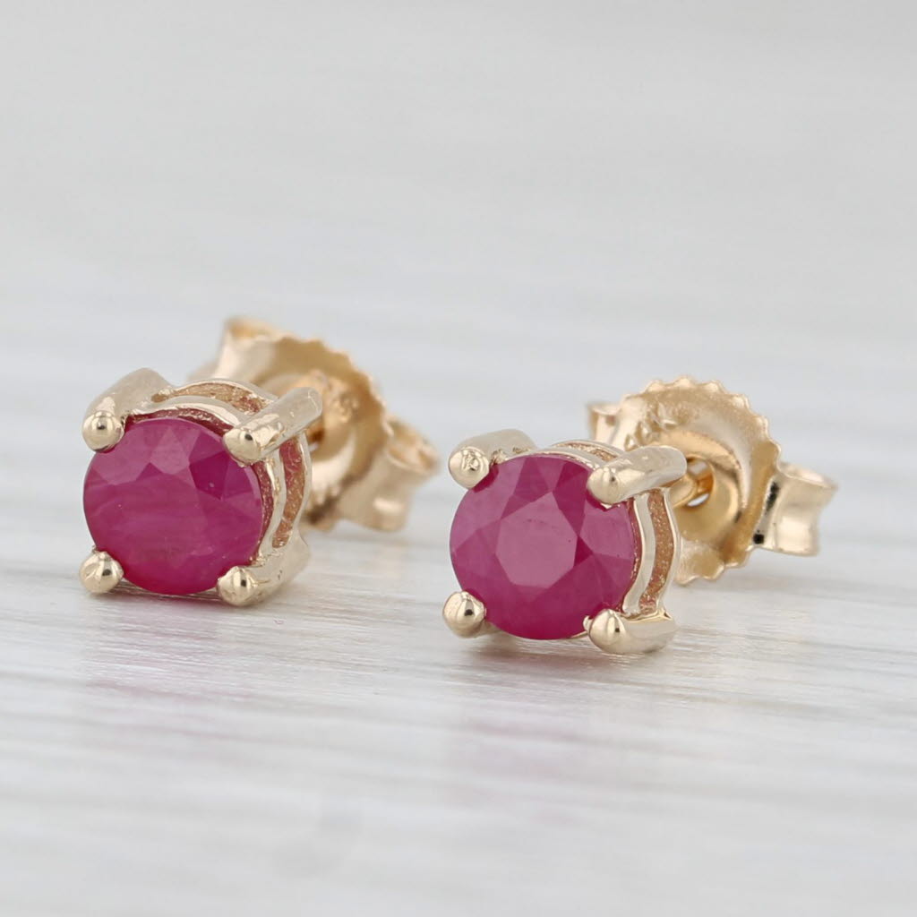 Light Gray 0.50ctw Round Ruby Stud Earrings 14k Yellow Gold