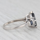 2.68ctw Blue Sapphire Marquise Diamond Ring 14k White Gold Size 8.25