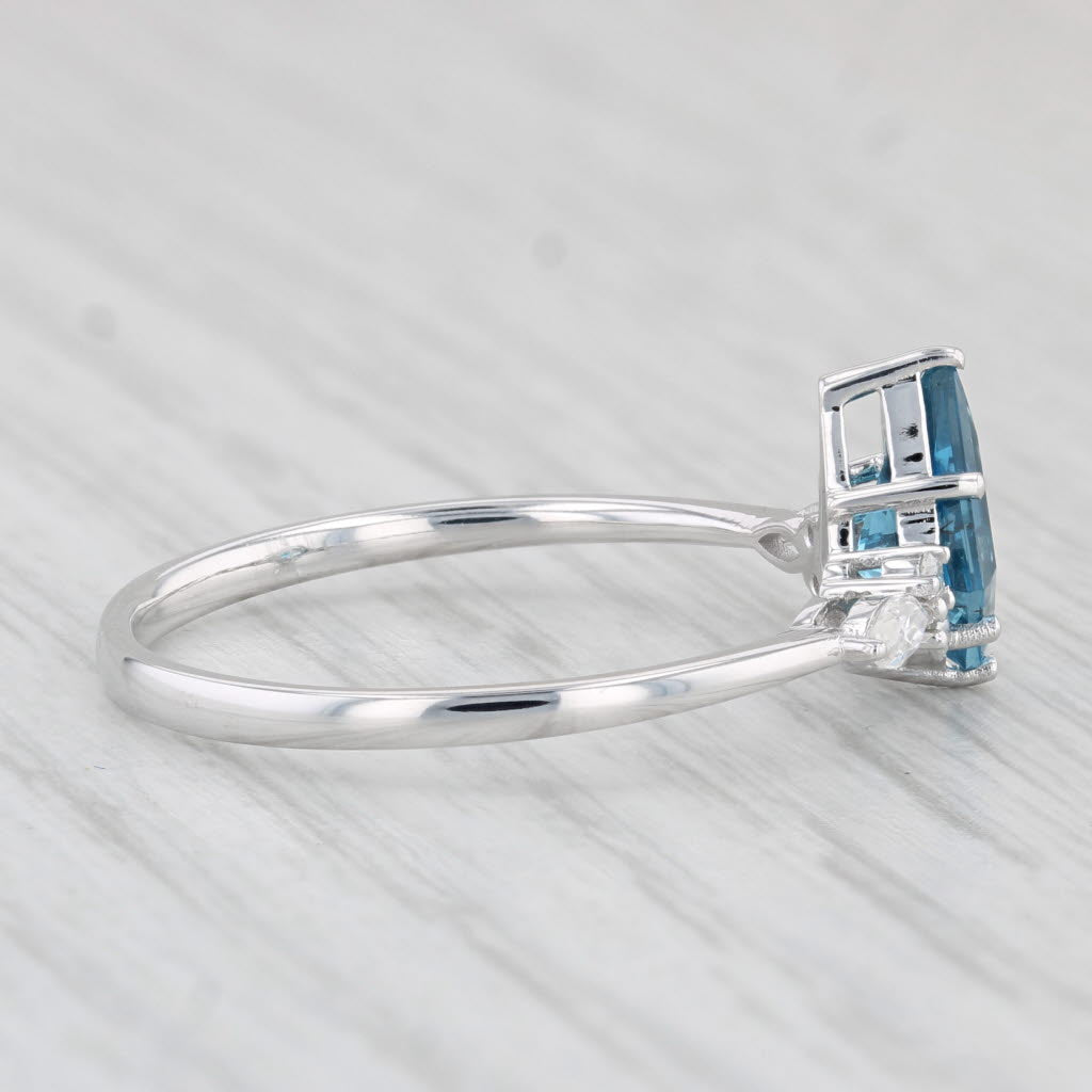 Light Gray Blue Topaz Moissanite Ring 10k White Gold Size 10.25