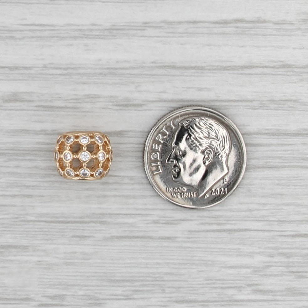 New Authentic Pandora Openwork Pave Flower Charm 750825CZ 14k Gold Bead