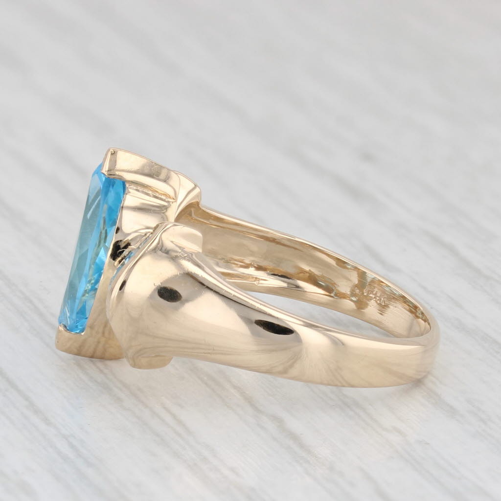 Light Gray 2.50ctw Marquise Blue Topaz Ring 14k Yellow Gold Size 6.5