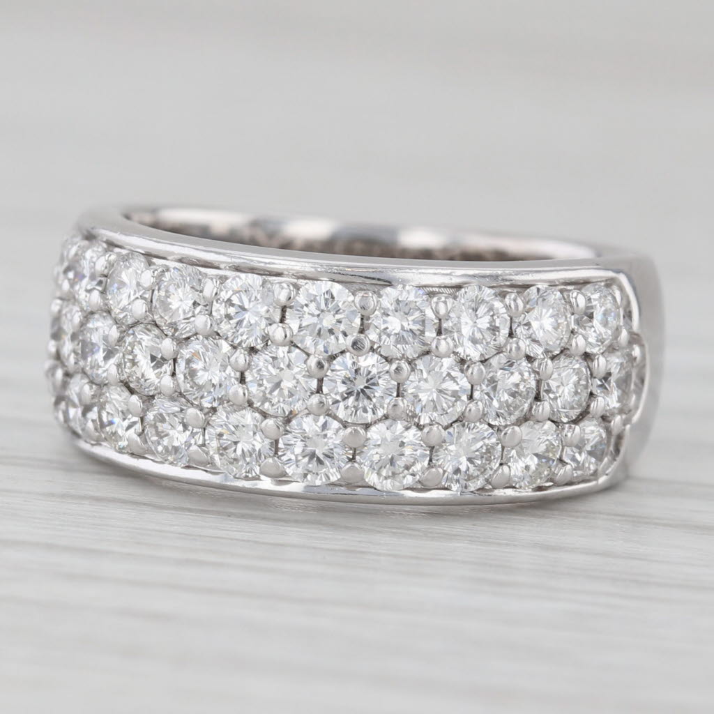 Light Gray 1.50ctw Pave Diamond Cluster Ring 14k White Gold Size 7 Band Caro74