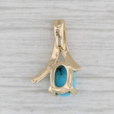 Oval Solitaire Turquoise Cabochon Pendant 14k Yellow Gold Small Drop