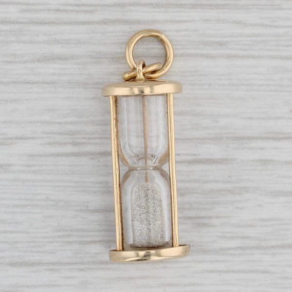 Vintage Hour Glass Charm 14k Yellow Gold Sand Pendant