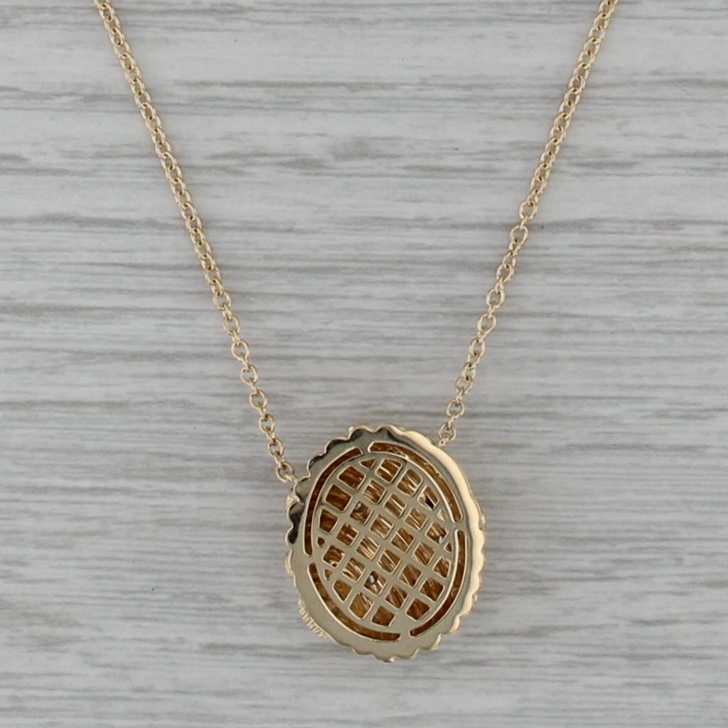 New 0.20ctw Diamond Beehive Pendant Necklace 14k Gold Adjustable Cable Chain