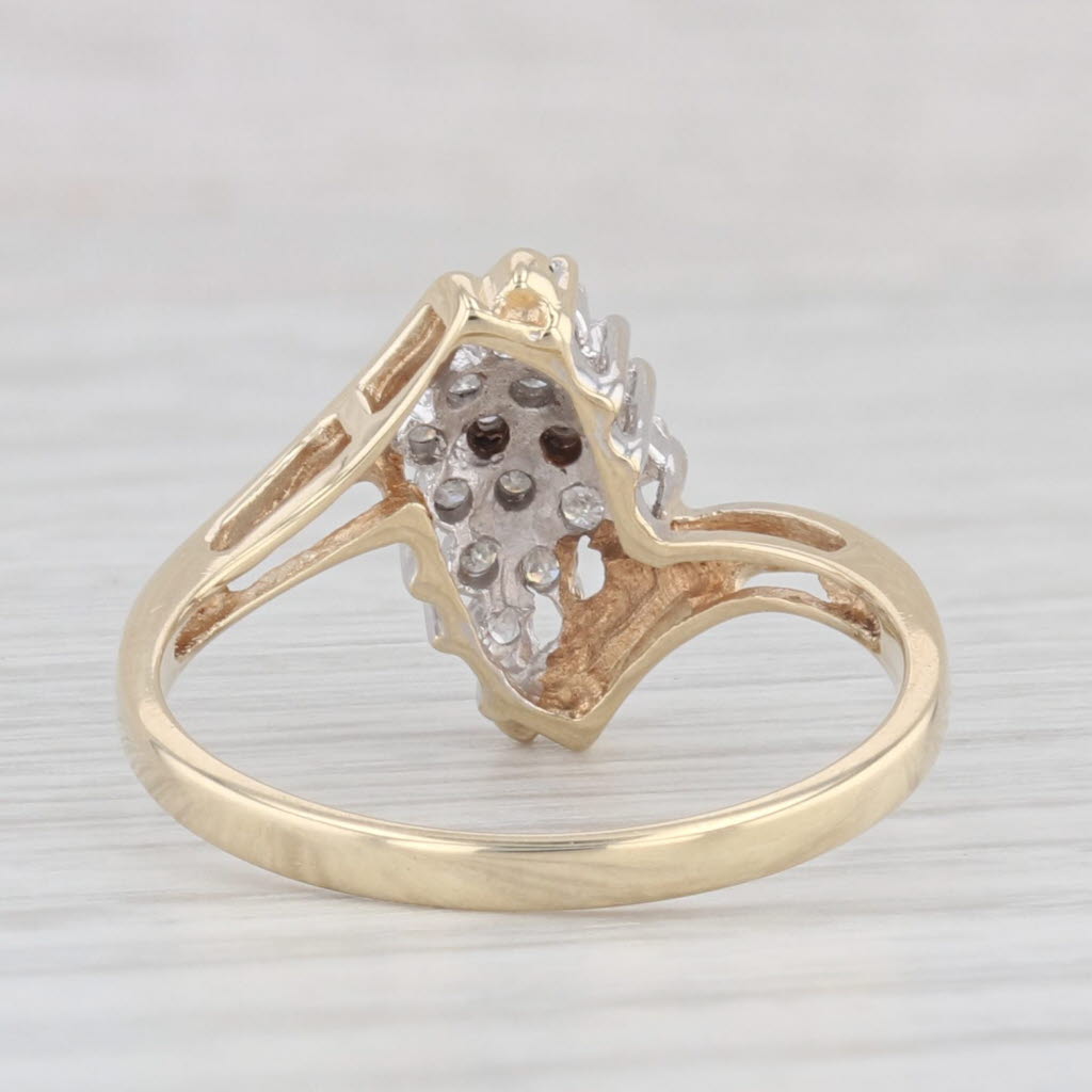 Light Gray Diamond Cluster Bypass Ring 10k Yellow Gold Size 6.5