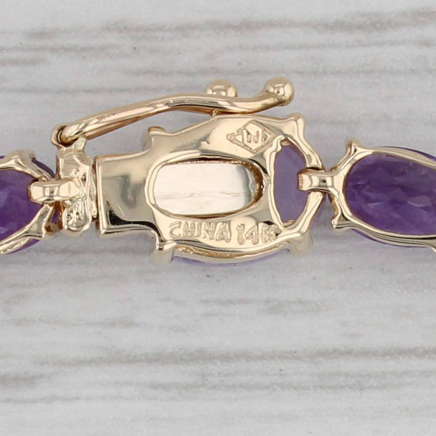 Gray 5.00ctw Amethyst Lavender Jadeite Jade Tennis Bracelet 14k Yellow Gold 7.25"