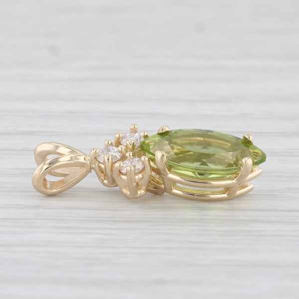 2.18ctw Marquise Peridot Diamond Pendant 14k Yellow Gold