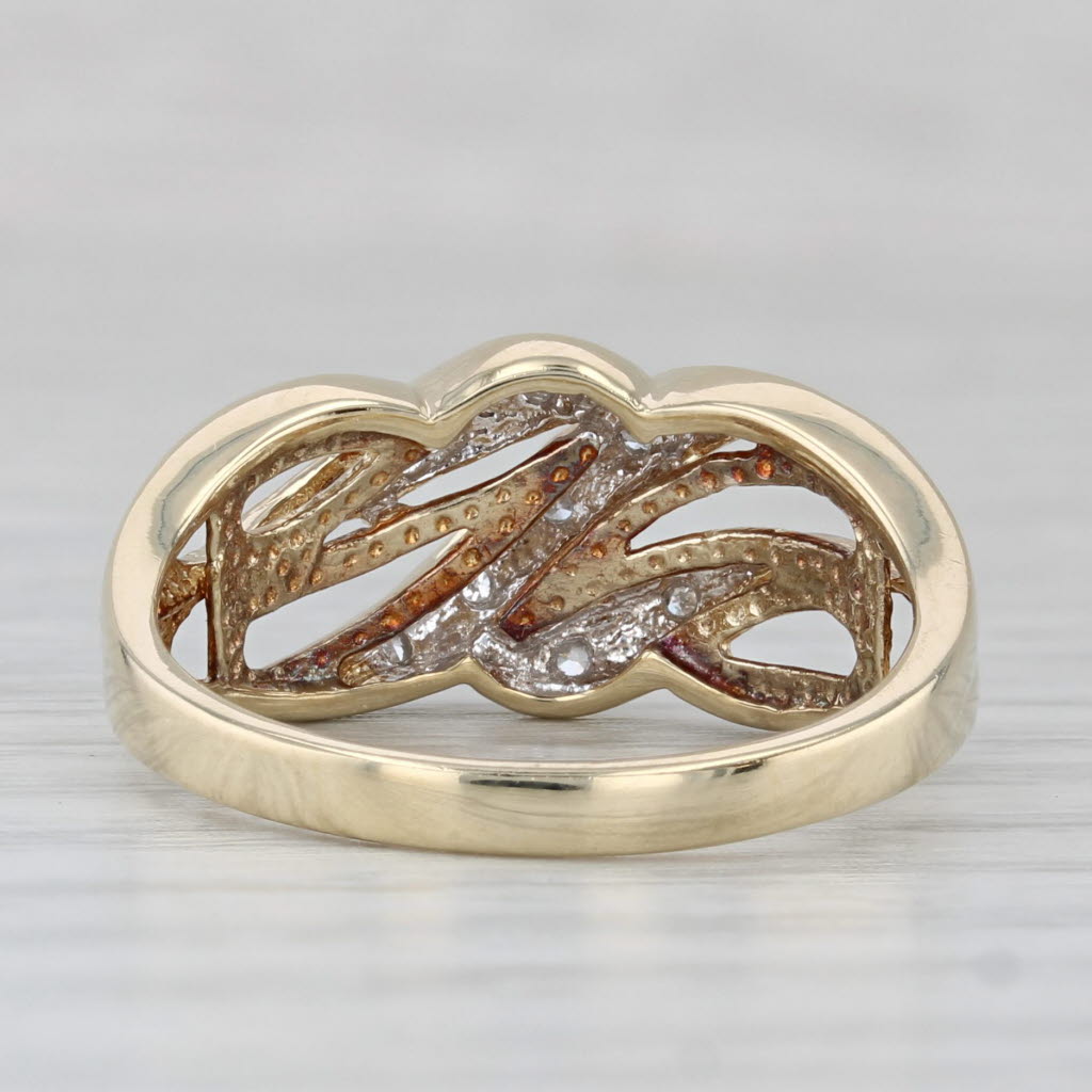 Gray Scalloped Diamond Ring 10k Yellow Gold Size 8.25
