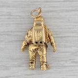 Vintage Astronaut Charm 9k Yellow Gold Moves Figural Pendant