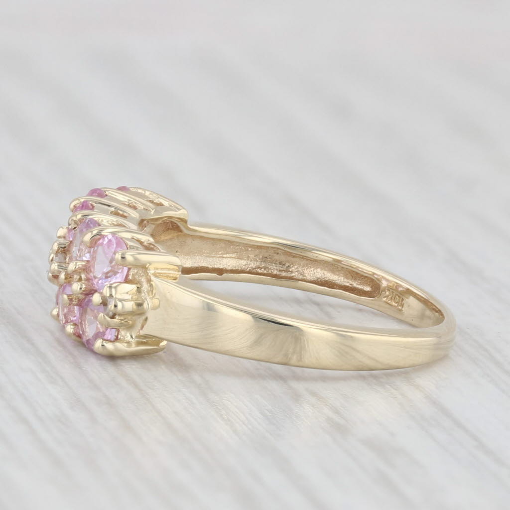 Light Gray 1.63ctw Pink Sapphire Diamond Ring 10k Yellow Gold Size 6 Stackable