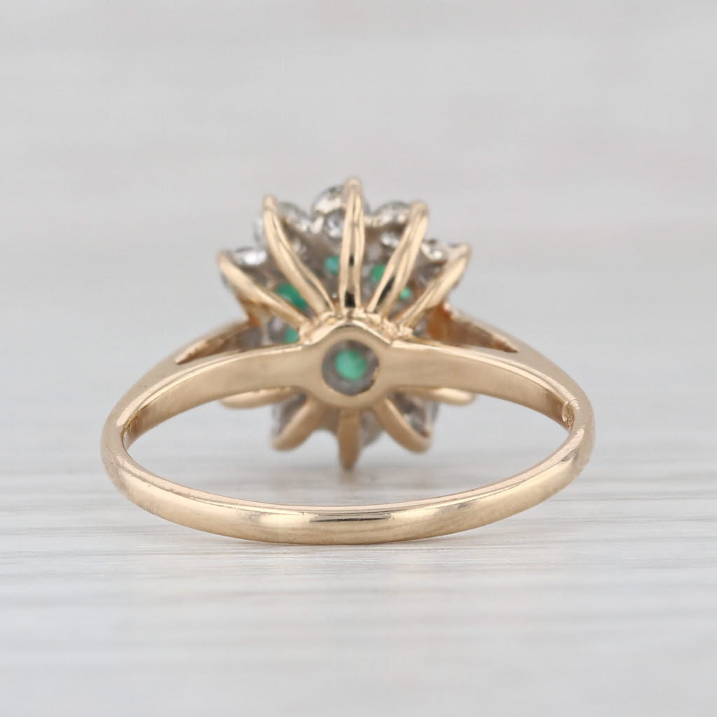 0.76ctw Emerald Diamond Halo Ring 14k Yellow Gold Size 6.5