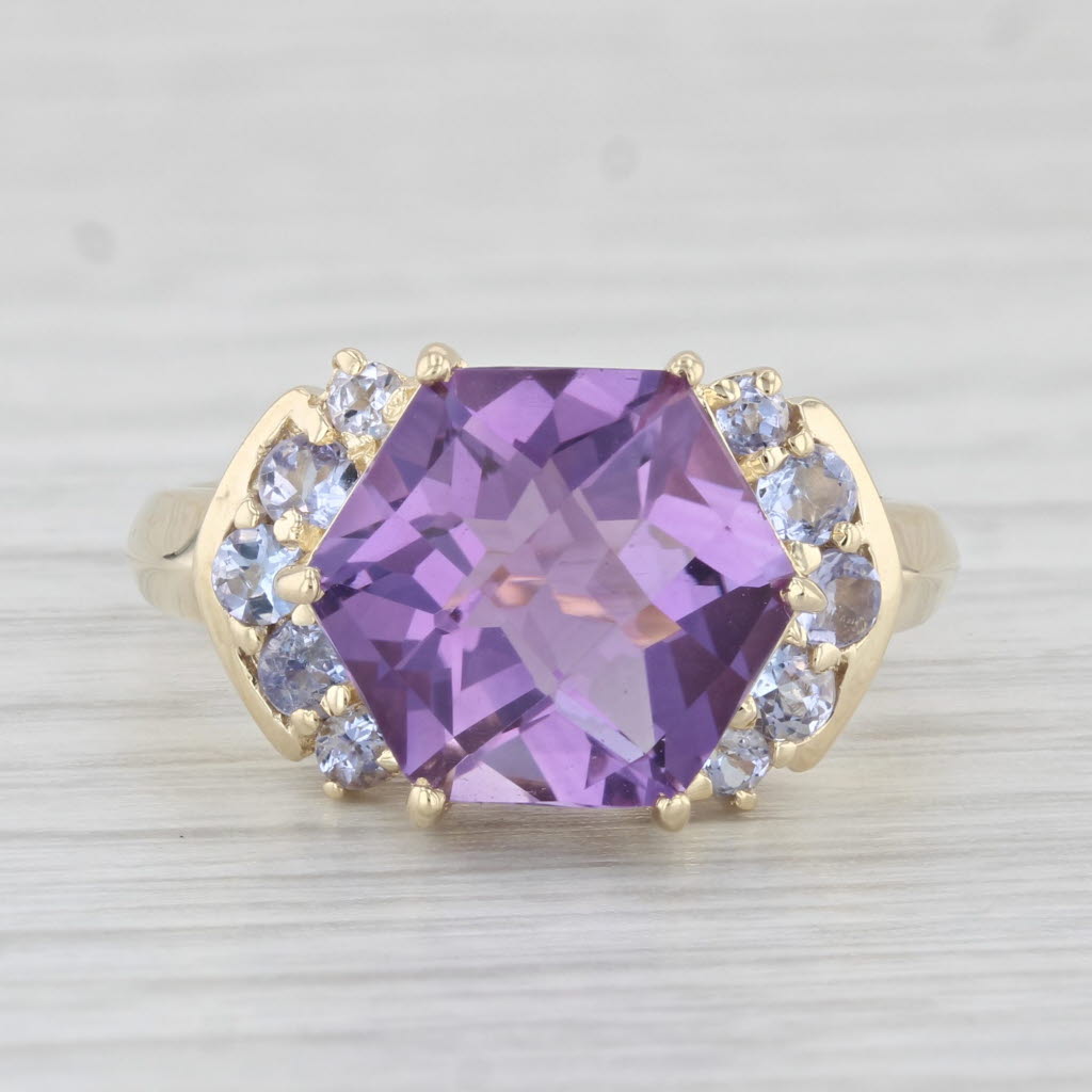 Light Gray 4.64ctw Amethyst Tanzanite Ring 14k Yellow Gold Size 7