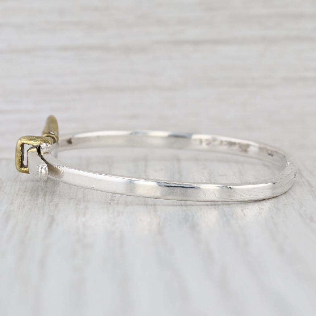 Belt Buckle Bangle Bracelet Sterling Silver Taxco 6.5" Adjustable