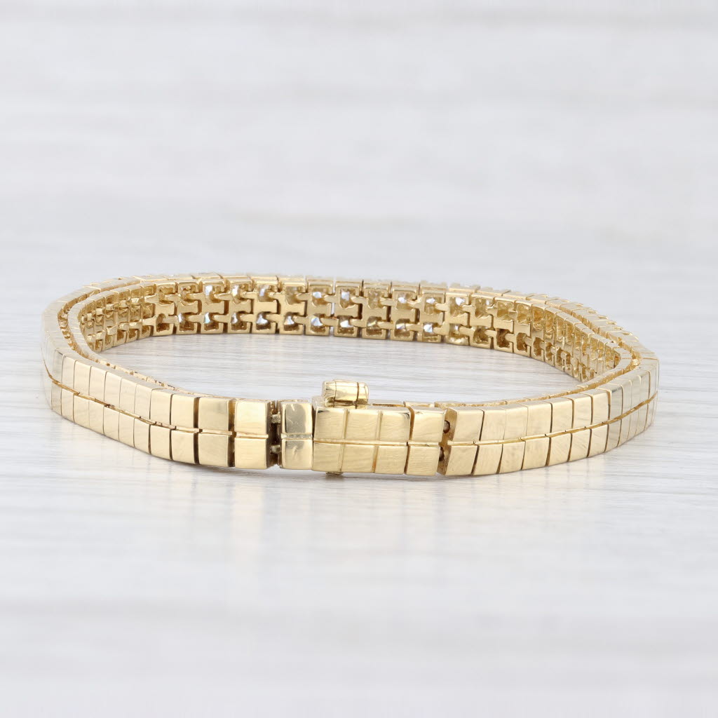 Light Gray 2ctw Diamond Tennis Omega Chain Bracelet 18k Yellow Gold 6.5" 5mm
