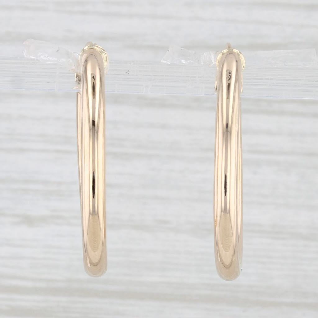 Light Gray New Oval Hoop Earrings 14k Yellow Gold Snap Top Pierced Hoops