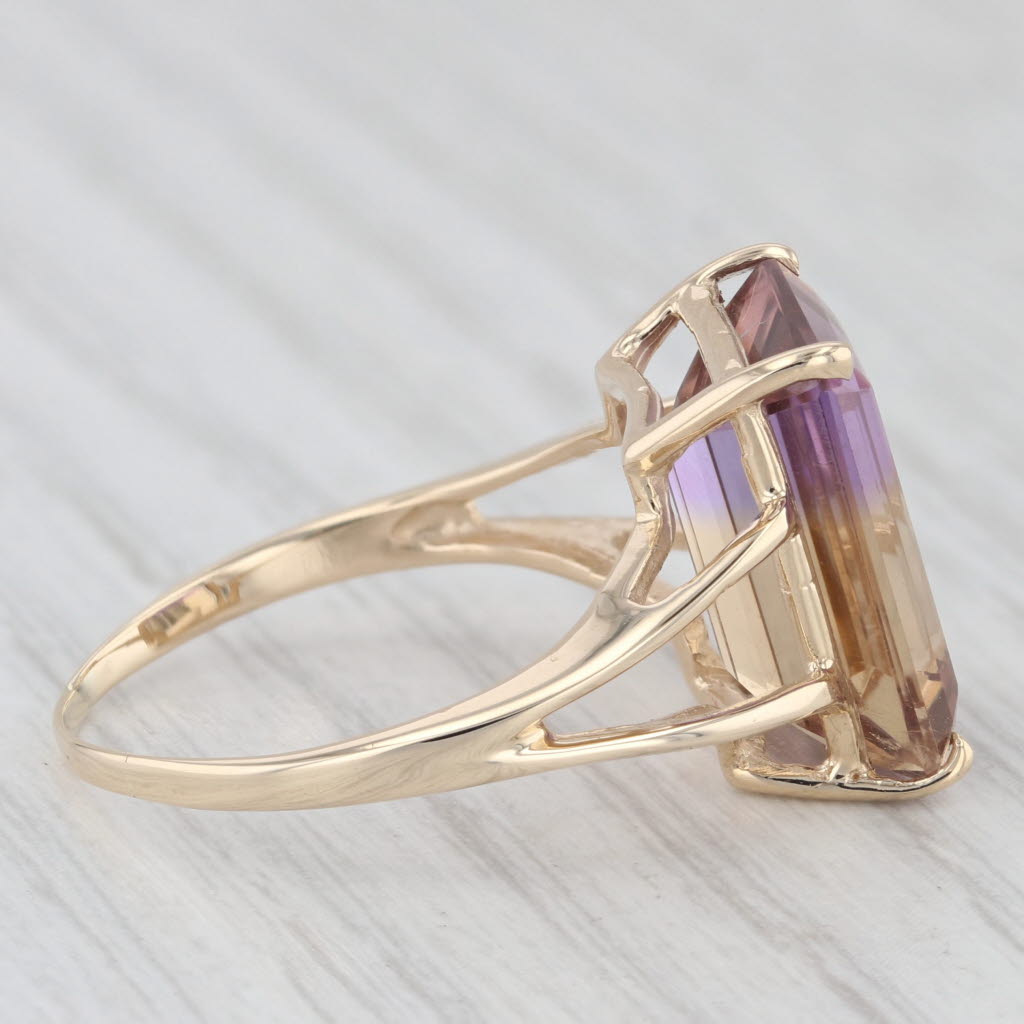 Light Gray 7.35ctw Yellow Purple Ametrine Solitaire Ring 10k Yellow Gold Size 8.25