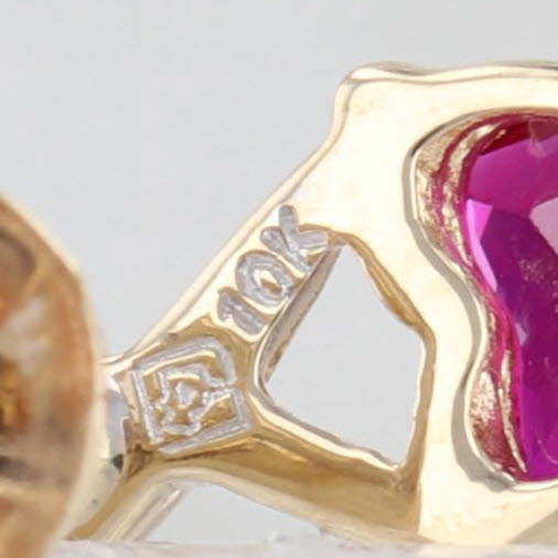 Lab Created Ruby Heart Stud Earrings 10k Yellow Gold Studs