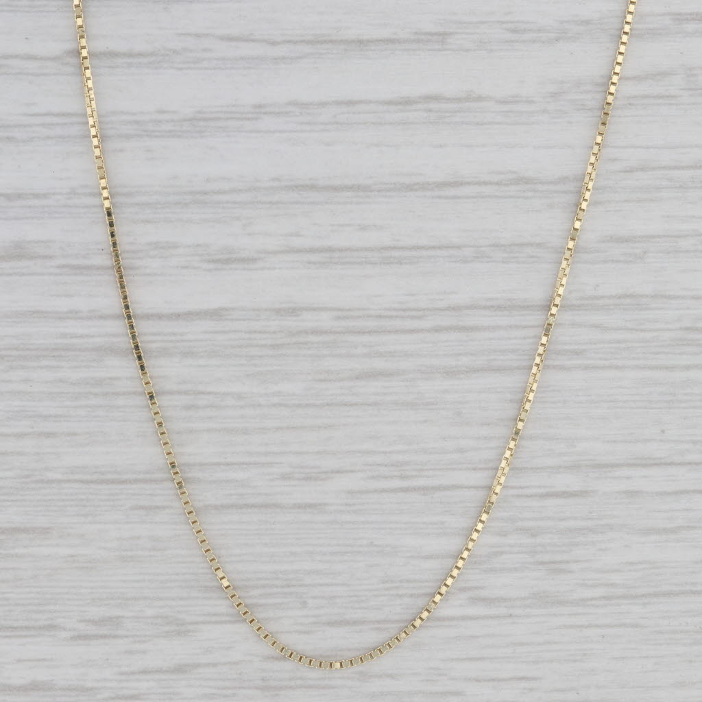 Gray 18" 0.7mm Box Chain Necklace 14k Yellow Gold Lobster Clasp