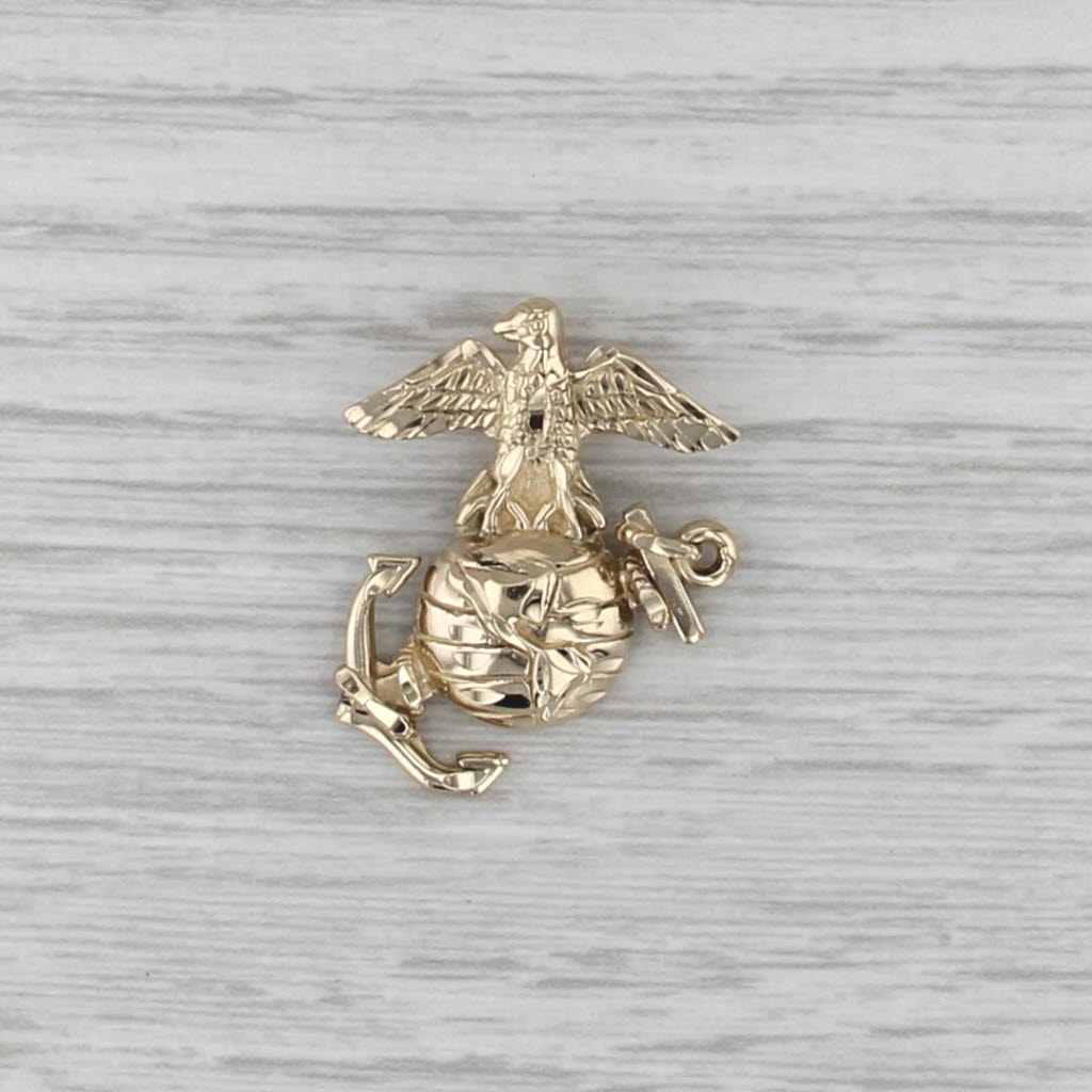 US Marine Corps Insignia Pendant 14k Yellow Gold Eagle Globe Anchor