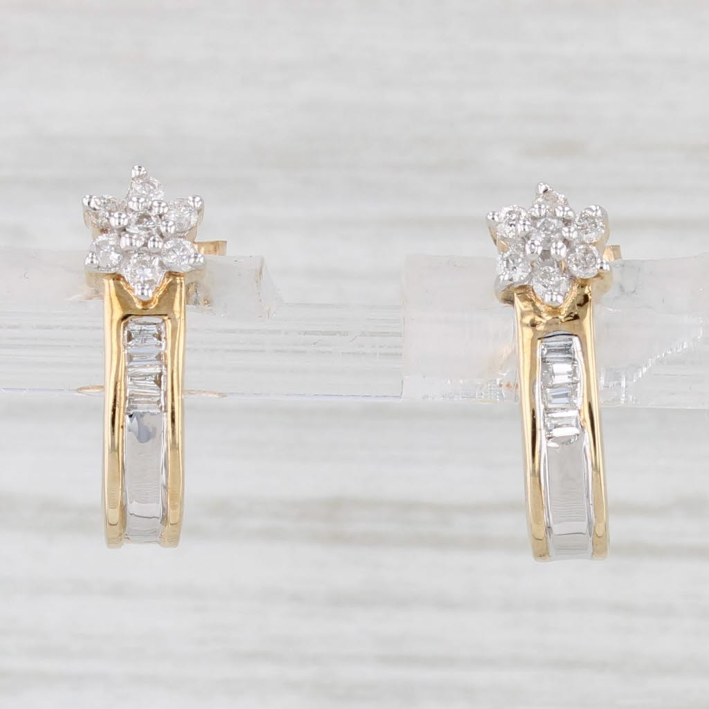 Light Gray New Diamond J-Hook Earrings 14k Yellow Gold