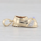 Diamond Accented Opal Heart Baby Shoe Booty Charm 14k Yellow Gold Pendant