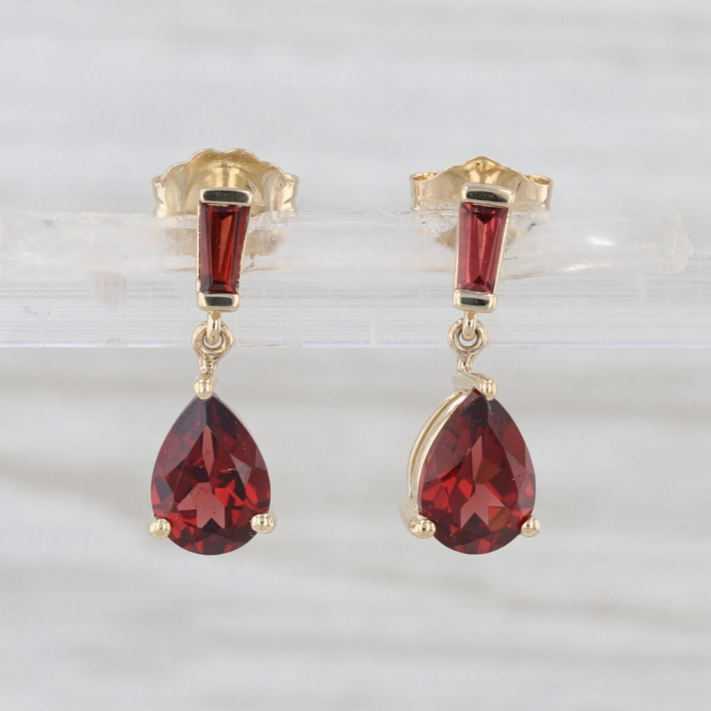 1.97ctw Garnet Teardrop Dangle Earrings 14k Yellow Gold Drops