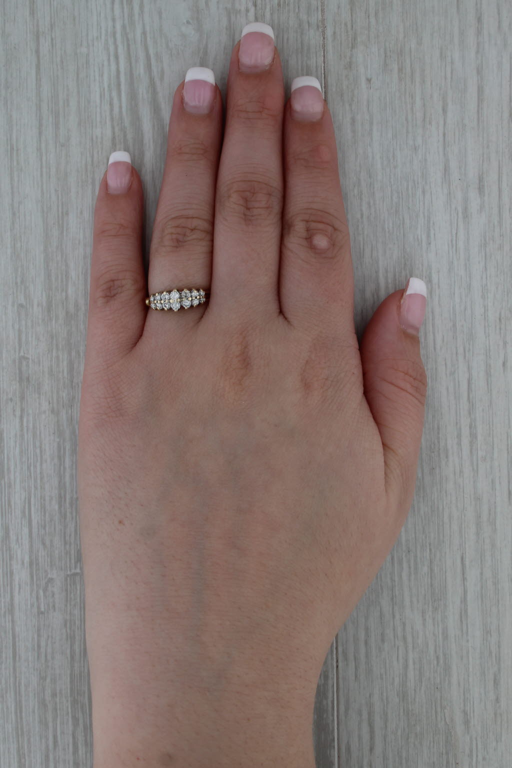 0.45ctw Diamond Pyramid Rooftop Ring 14k Yellow Gold Stackable Wedding Band Size 7