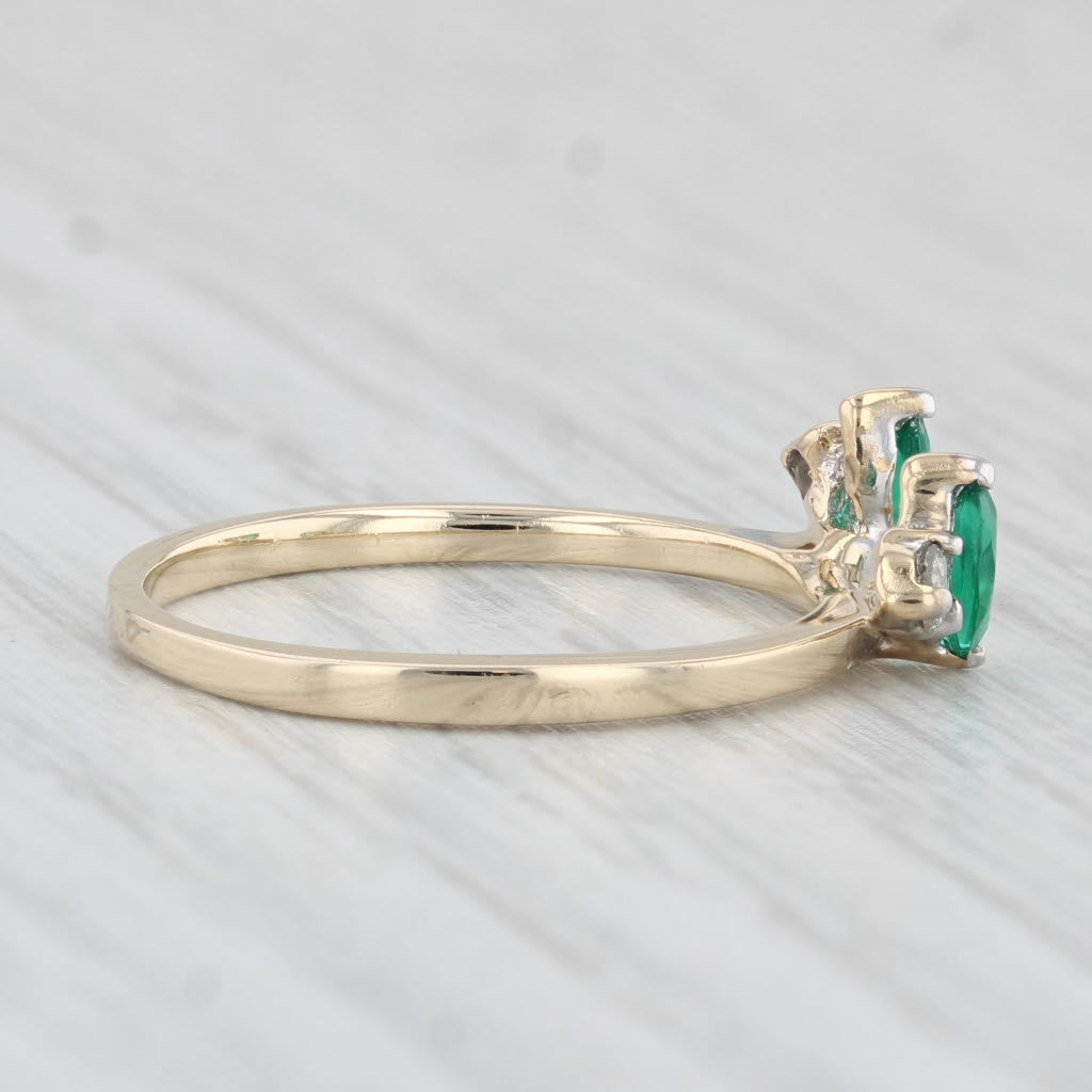 Light Gray Simulated Emerald Green Glass Enhancer Ring 10k Gold Sz 6.75 Guard Jacket Bridal