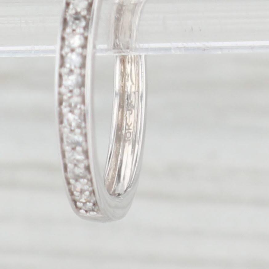 Light Gray 0.10ctw Diamond Hoop Earrings 10k White Gold Snap Top Round Hoops