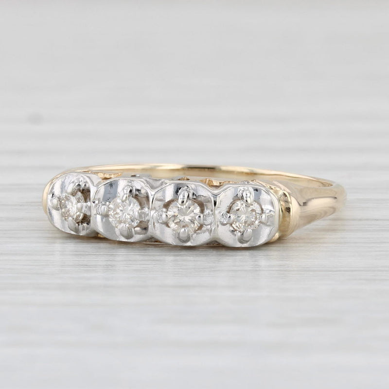 Vintage 0.18ctw Diamond Ring 14k Yellow Gold Wedding Anniversary Stackable Band