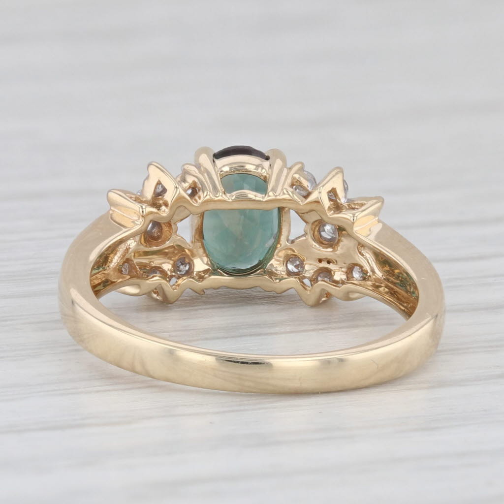 Light Gray 0.87ctw Green Labradorite Diamond Ring 10k Yellow Gold Size 6.25