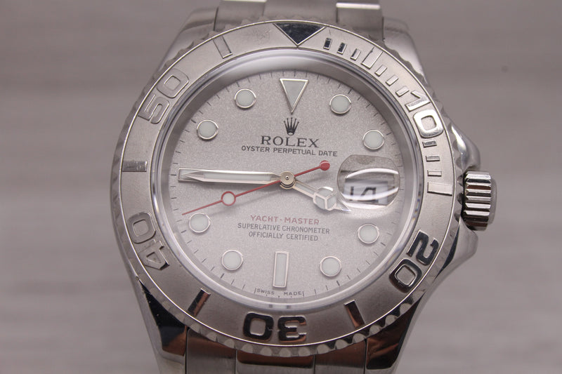 1999 Rolex Yachtmaster 16622 Mens 40mm Steel Platinum Automatic Watch Box Papers