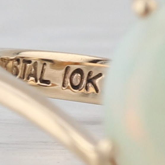 Oval Cabochon Opal Solitaire Bypass Ring 10k Yellow Gold Size 6.5