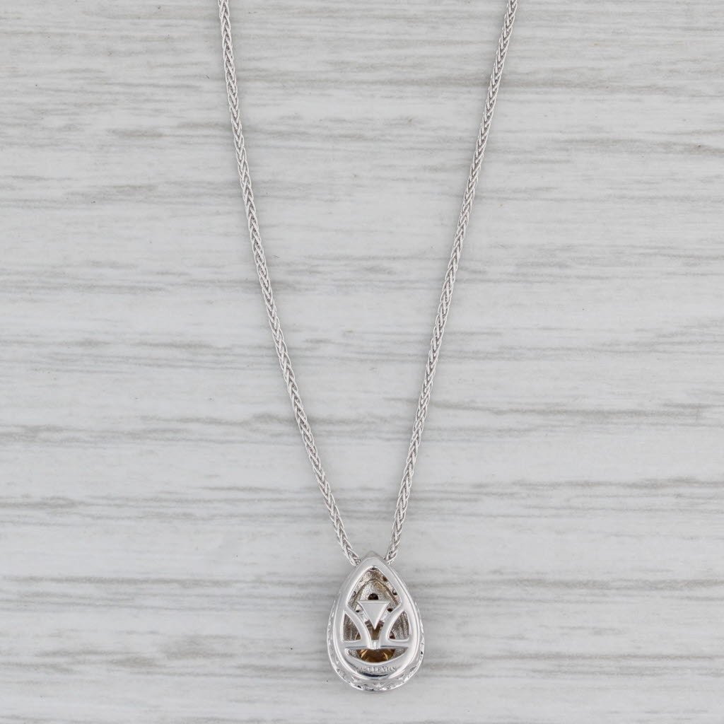 Gray Le Vian Chocolate Diamond Teardrop Halo Pendant Necklace 14k White Gold 18"