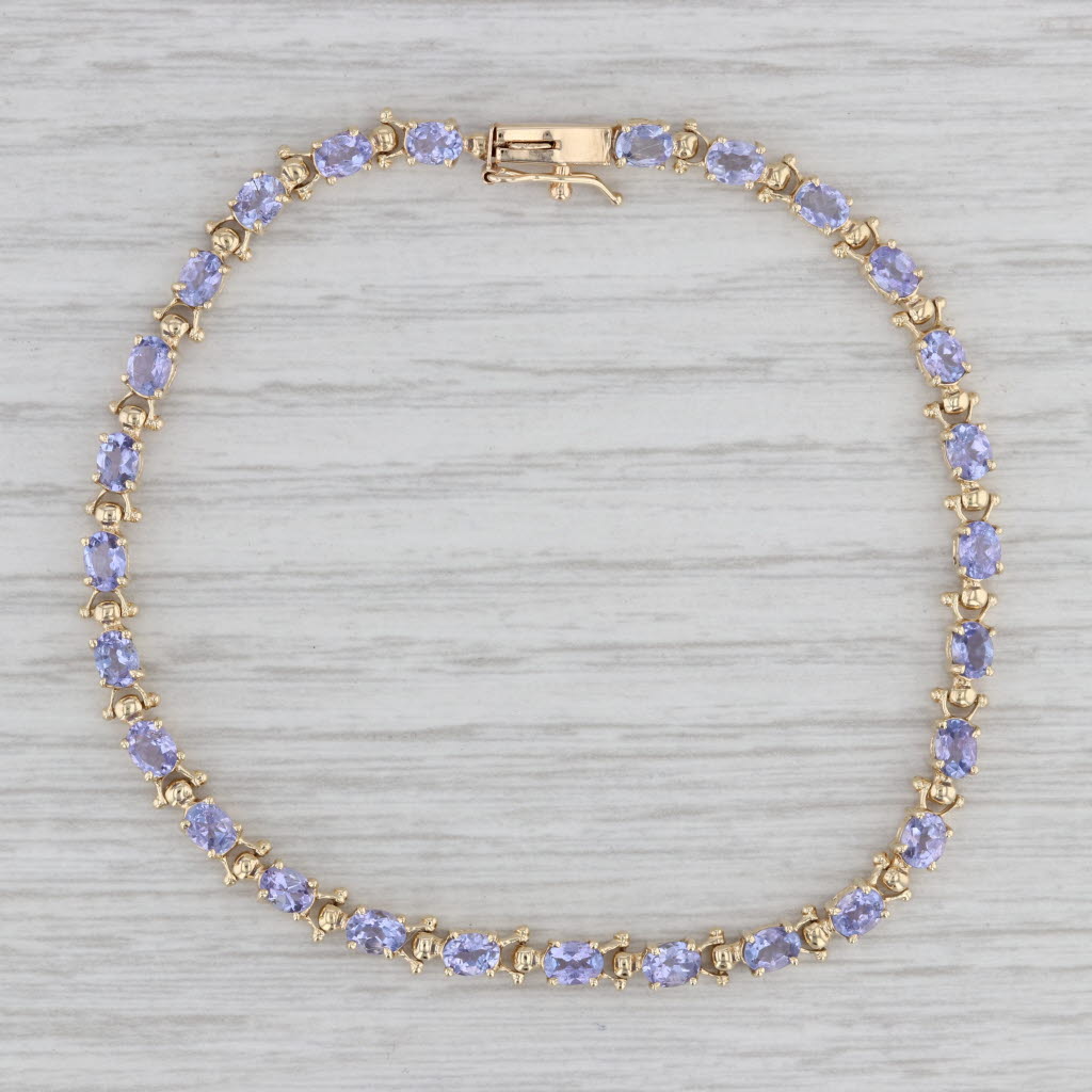 Gray 5ctw Tanzanite Tennis Bracelet 14k Yellow Gold 7.5" 4.3mm